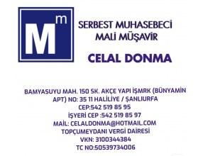 Celal Donma, Serbest Muhasebeci Mali Müşavir,Haliliye, ŞANLIURFA